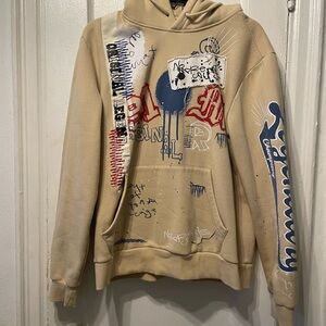 Beige Graphic Hoodie